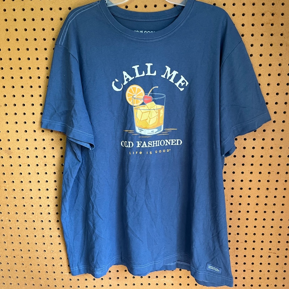 Life Is Good “Call Me Old Fashioned” Graphic Drink Tee Sz XL
